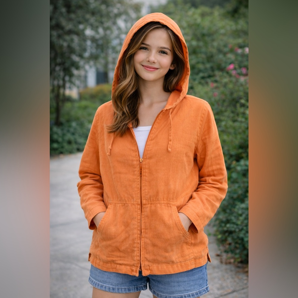 Style&co
 Vibrant Orange Utility Jacket 100%linen
B6